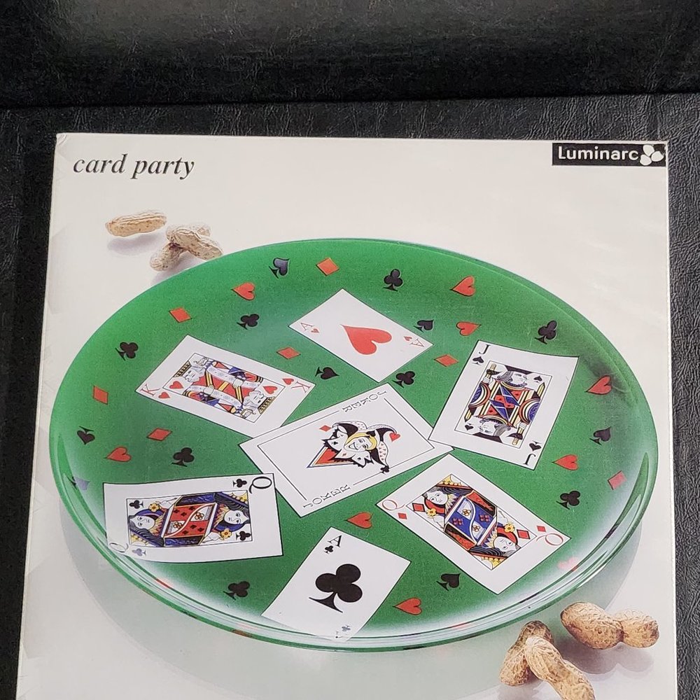 Rare Find Playing Card Glass Tray Poker Glass Tray Serving Plate Card Game NIB/M